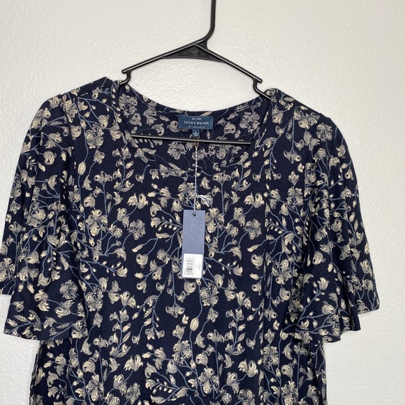 lucky brand floral peplum top L - Picture 3 of 8